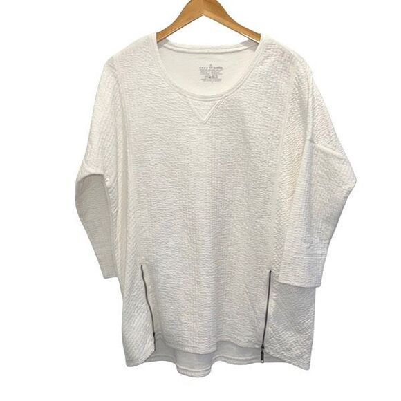 Neon Buddha‎ Waffle Textured Crewneck Sweatshirt Large EUC White - Picture 1 of 6